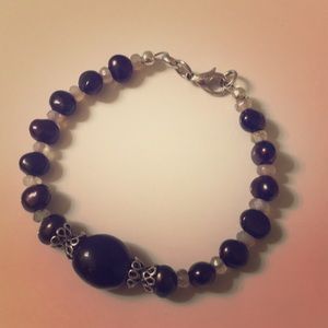Purple Pearls and Amethyst Bracelet